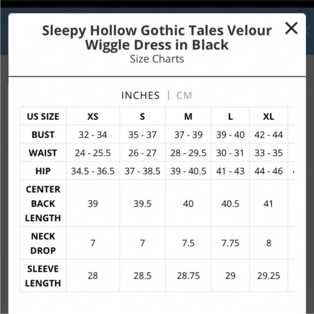 La Femme en Noir- Sleepy Hollow Gothic Tales Black Velour Wiggle Dress Size S - Picture 6 of 6